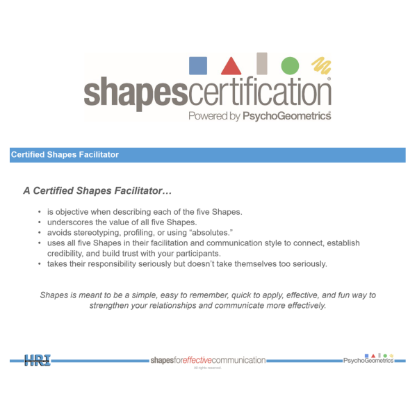 Expectations of a Certified Shapes Facilitator